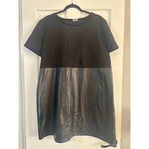 NWT Arula Black Faux Suede & Faux Leather Dress 2X Gothic Grunge
